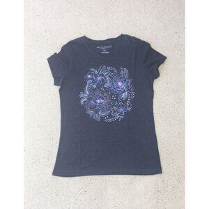 EUC Aéropostale Gray Floral Print Graphic T-Shirt